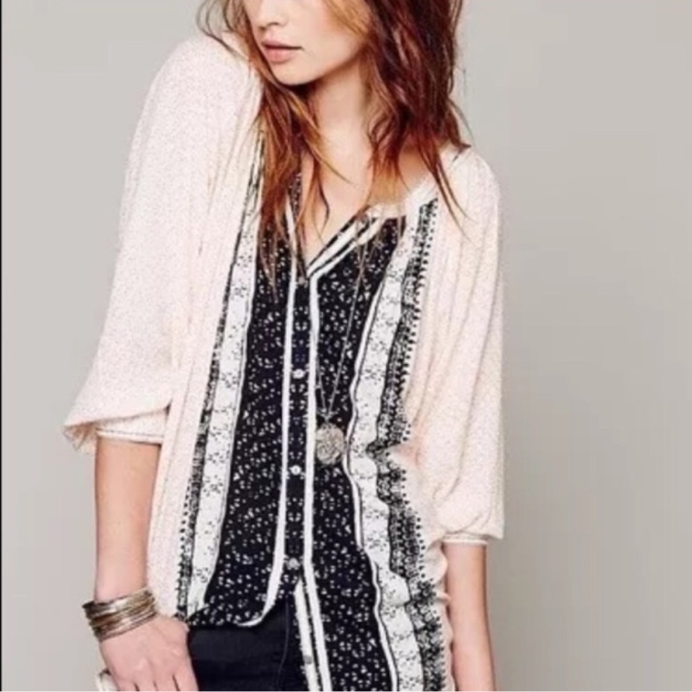 FREE PEOPLE BOHO DOLMAN SLEEVE BUTTON DOWN BLOUSE